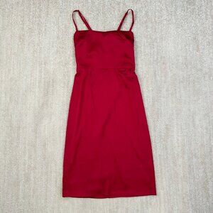 House of CB Mareena Open Back Lace Up Strappy Red Midi Dress L